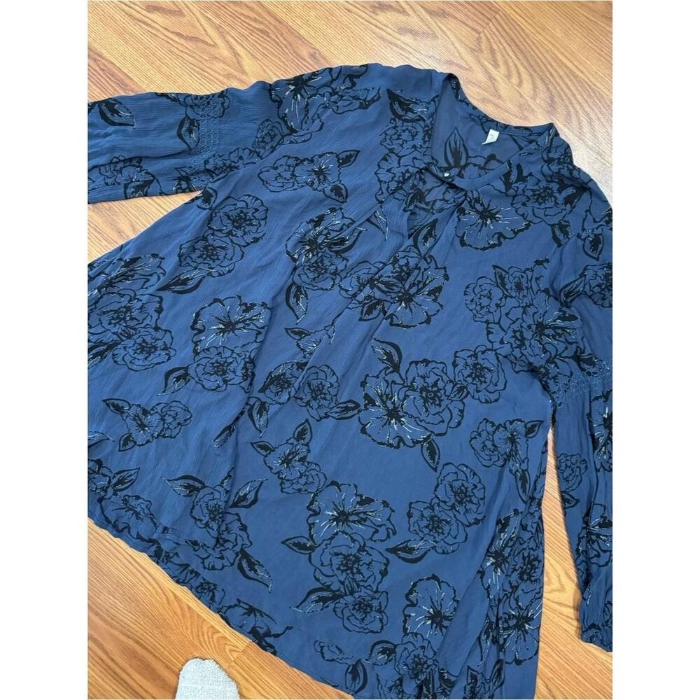 Free-people Women's Blue and Black Blouse